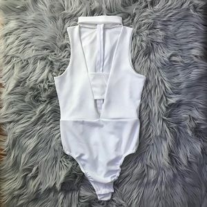 White choker bodysuit